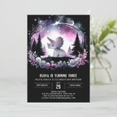 Girly Digital Triceratops Geburtstag Einladung (Stehend Vorderseite)