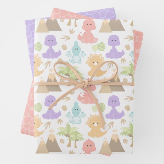 Girly Dinosaur Birthday Party Wrapping Paper Geschenkpapier Set (Beispiel)