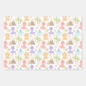 Girly Dinosaur Birthday Party Wrapping Paper Geschenkpapier Set (Vorderseite)