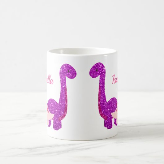 Girly Dinosaur Pink Personalisiert Coffee Tasse (Mittel)