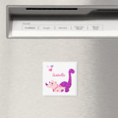 Girly Dinosaurier Pink Personalisiert Magnet (In Situ (Geschirrspüler))