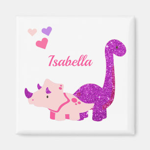 Girly Dinosaurier Pink Personalisiert Magnet