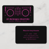 Girly DJ Disk Jockey Neon Pink & Black Turntable Visitenkarte (Vorne/Hinten)
