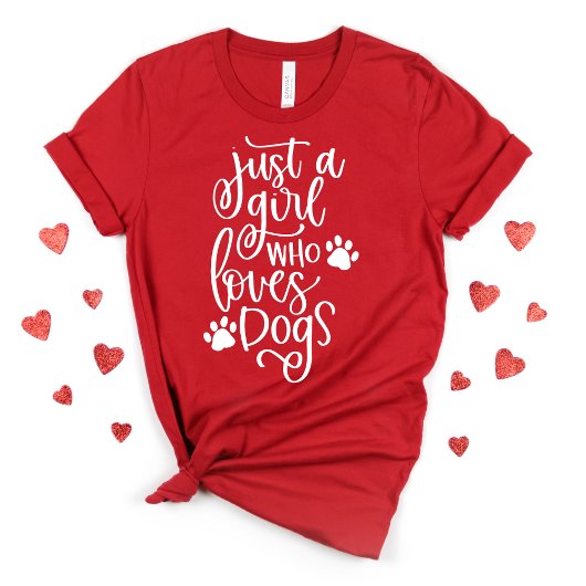 Girly Dog Lover Valentine Whimsy Typografie T-Shirt