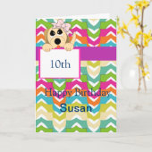 Girly Dog mit Bow & Birthday Banner Karte (Gelbe Blume)