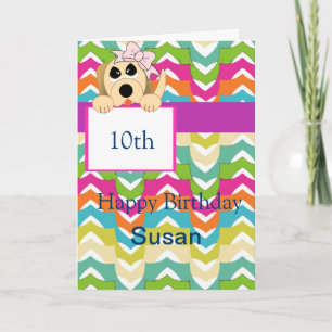 Girly Dog mit Bow & Birthday Banner Karte