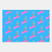 Girly Doll Party Pink Christmas Rentier Muster Geschenkpapier Set (Vorderseite 2)