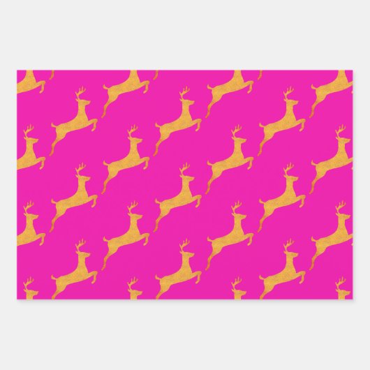 Girly Doll Party Pink Christmas Rentier Muster Geschenkpapier Set (Vorderseite 3)