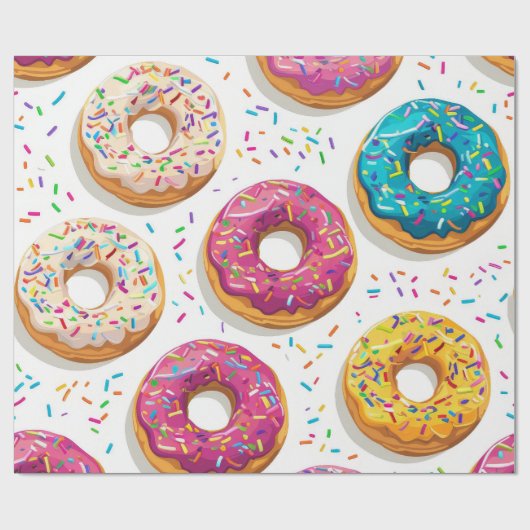 Girly Donut Pattern Geschenkpapier (Flach)