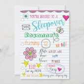 Girly Doodle Sleepover/Birthday Einladung (Vorderseite)