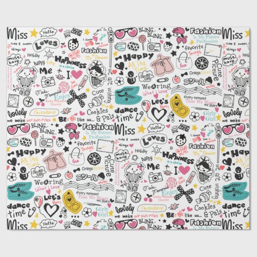 Girly Doodles Geschenkpapier (Flach)