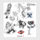 Girly Doodles Sticker Set (Blatt)