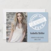 Girly Dusty Blue Foto Grad Graduation Party Einladung (Vorderseite)