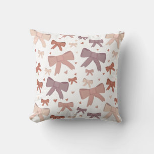 Girly Dusty Pink Bows and Little Hearts Pattern Kissen