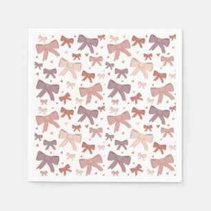 Girly Dusty Pink Bows and Little Hearts Serviette