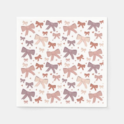 Girly Dusty Pink Bows and Little Hearts Serviette (Vorderseite)