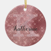 Girly Dusty Rose Gold Glam Sparkle Monogram Name Keramik Ornament (Vorne)
