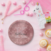 Girly Dusty Rose Gold Glam Sparkle Monogram Name Pappteller (Party)