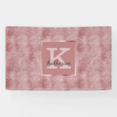 Girly Dusty Rose Gold Glam Sparkone Monogramm Name Banner (Horizontal)