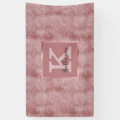 Girly Dusty Rose Gold Glam Sparkone Monogramm Name Banner (Vertikal)