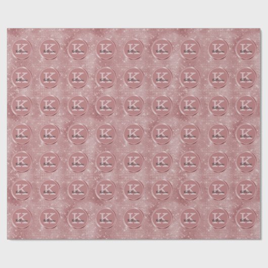 Girly Dusty Rose Gold Niedlich Sparkone Monogramm Geschenkpapier (Flach)