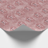 Girly Dusty Rose Gold Niedlich Sparkone Monogramm  Geschenkpapier (Ecke)