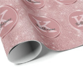 Girly Dusty Rose Gold Niedlich Sparkone Monogramm  Geschenkpapier (Rolleneckpunkt)