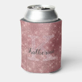 Girly Dusty Rose Gold Sparkle Glam Monogram Name Dosenkühler (Kanne Rückseite)