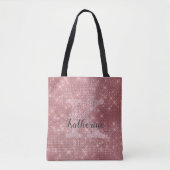 Girly Dusty Rose Gold Sparkle Glam Monogramm Name Tasche (Vorderseite)