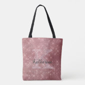 Girly Dusty Rose Gold Sparkle Glam Monogramm Name Tasche (Rückseite)