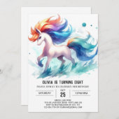 Girly Editable Horse Geburtstag Einladung (Vorne/Hinten)