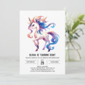 Girly Editable Horse Geburtstag Einladung (Stehend Vorderseite)