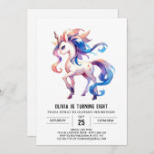 Girly Editable Horse Geburtstag Einladung (Vorne/Hinten)