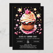 Girly Editable Muffin Einladung (Vorne/Hinten)