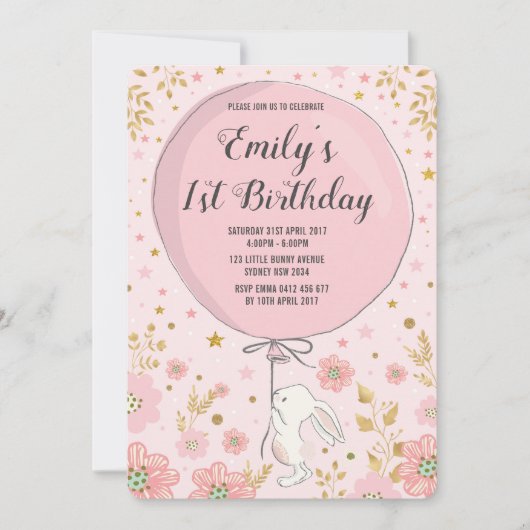 Girly Einladung (Vorderseite)