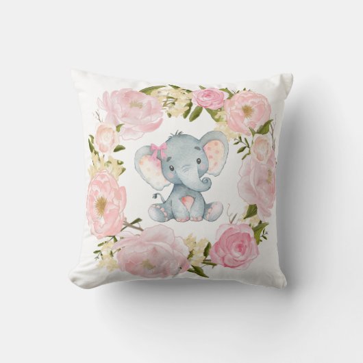 Girly Elefant erröten rosa Kissen (Vorderseite)