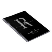Girly Elegant Black Gray Cookbook Rezept Monogramm Notizblock (Rechte Seite)