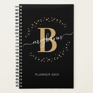 Girly Elegant Black Name Mit Monogramm Planer