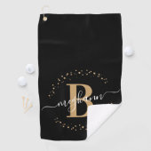 Girly Elegant Black Name Mit Monogramm Script Golfhandtuch (Insitu)