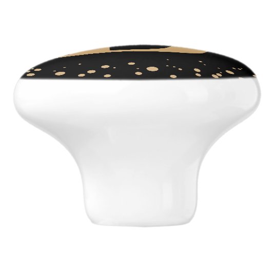 Girly Elegant Black Name Monogram Script Keramikknauf (Seitenansicht)