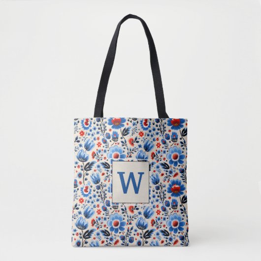 Girly Elegant Blue Wildblumen Stylish Custom Tasche (Vorderseite)