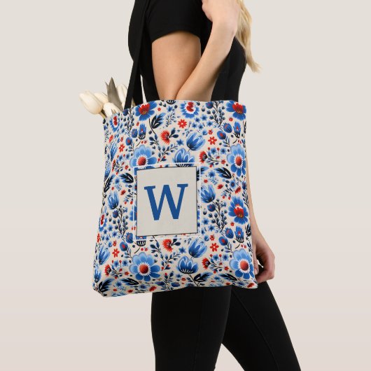 Girly Elegant Blue Wildblumen Stylish Custom Tasche (Von Nahem)