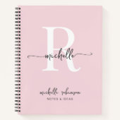 Girly Elegant Blush Pink Chic Script Monogram Name Notizblock (Vorderseite)