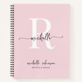 Girly Elegant Blush Pink Chic Script Monogram Name Notizblock