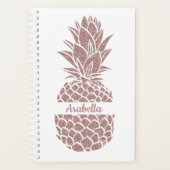 Girly Elegant Blush Pink Glitzer Ananas Name Planer (Vorderseite)