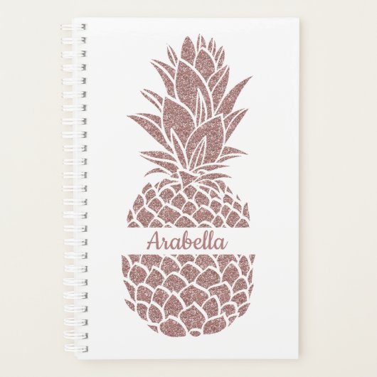 Girly Elegant Blush Pink Glitzer Ananas Name Planer (Vorderseite)
