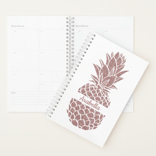 Girly Elegant Blush Pink Glitzer Ananas Name Planer (Anzeige)