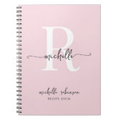 Girly Elegant Blush Pink Kochbuch Rezept Monogramm Notizblock (Vorderseite)