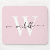 Girly Elegant Blush Pink Monogram Name Script Mousepad (Vorne)