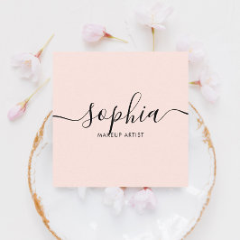 Girly Elegant Calligraphy Blush Pink Quadratische Visitenkarte